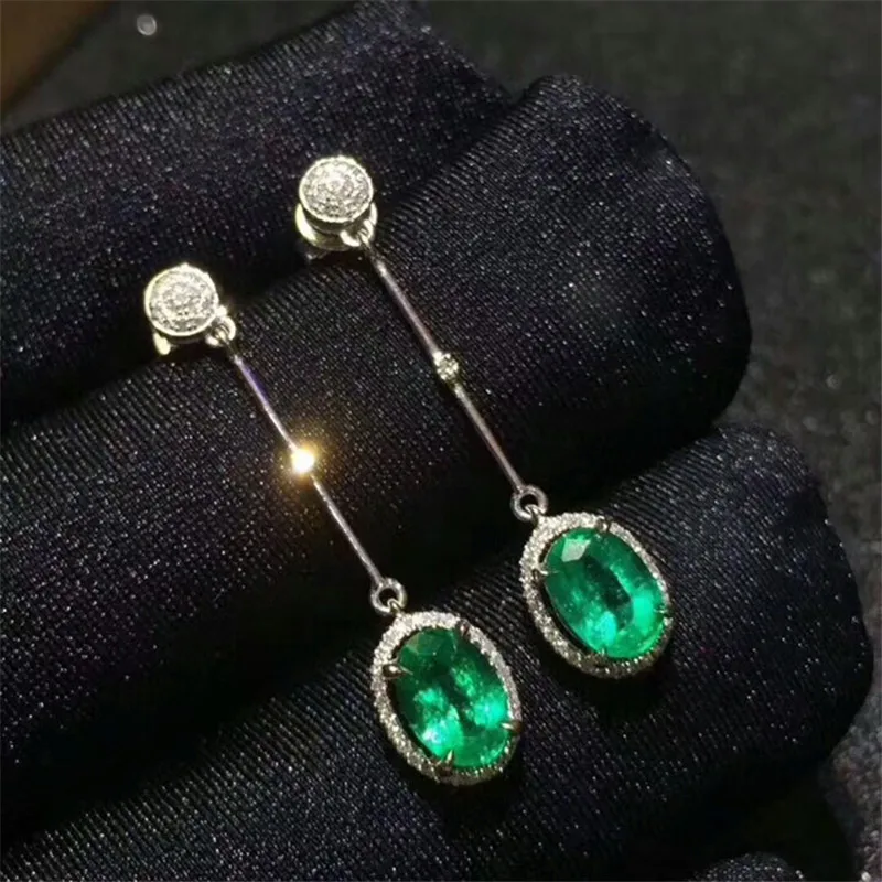 Columbia nature Emerald Gemstone Earrings Real 925 Silver Fashion Earrings Fine Charm Jewelry for Women