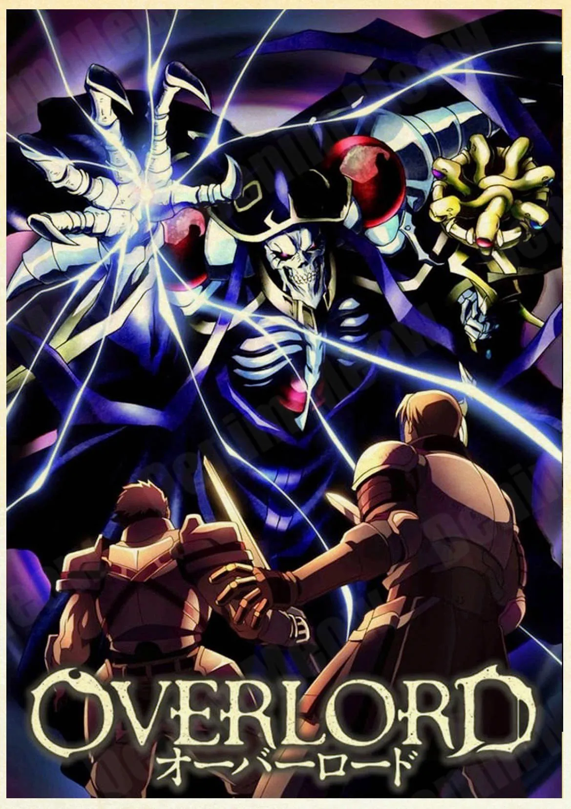 Overlord Metal Poster, Japanese Anime, Retro, Tin, for Bar, Club, Cafe, Home Decor, Skeleton King, Wall Art Painting