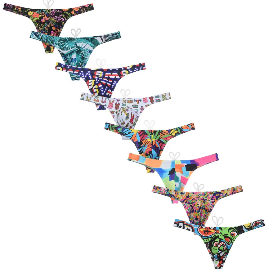 Męskie Mini stroje kąpielowe t-back szybkie pranie Cartoon strój kąpielowy Surfing stringi gładkie stroje kąpielowe Nylon niskiej talii strój kąpielowy Bikini