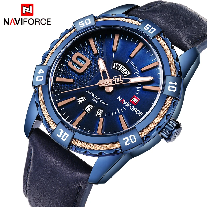 Di lusso di Marca NAVIFORCE Sport Orologi Mens Impermeabile Orologio Da Polso Militare Moda Maschile Analogico Data Blu Orologio Relogio Masculino