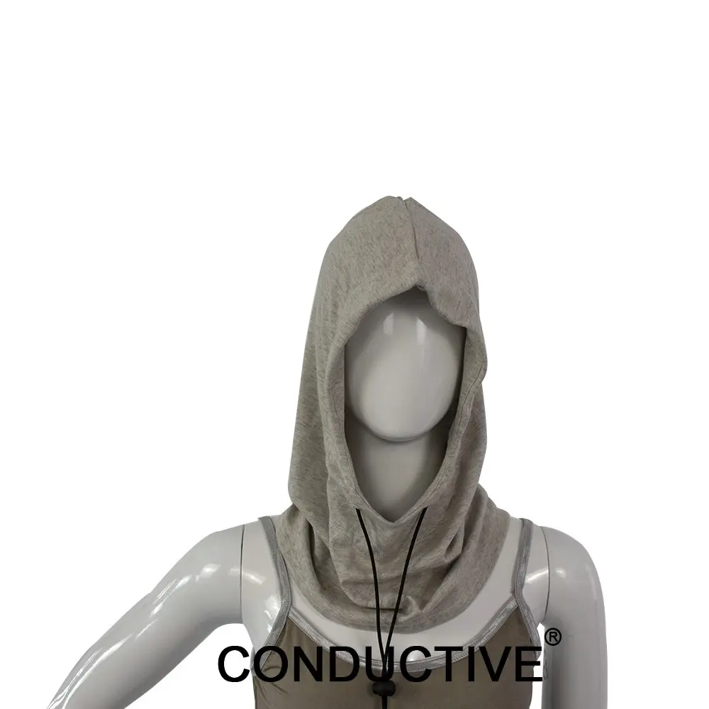 BLOCK EMF Protection light gray Hat Hood Anti Radiation Fabric EMI and RF Shielding sliver hat