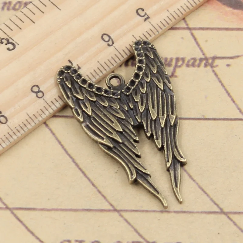 10 sztuk Charms Angel Wings 39x24mm tybetański brąz srebrny kolor zawieszki antyczne tworzenia biżuterii DIY Handmade Craft wisiorek — zdjęcie 4
