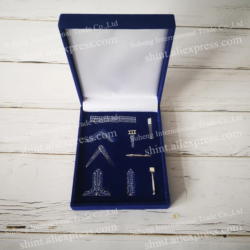 Masonic Miniature Working Tools one Set with blue  box Mason Freemason Gift 9 pieces commemorative for present