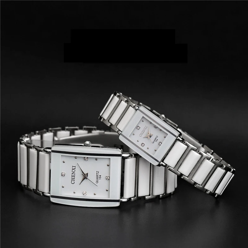 Newest Hot Sales Fashion High Quality Brand Women Men Couples Leisure Watch Waterproof Square Ceramics Wristwatch Birthday Gift