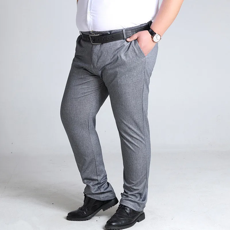 

Plus Size Mens Trousers Casual Pants Grey Black Dark Blue Elastic Straight Business Men Big Trouser Pant