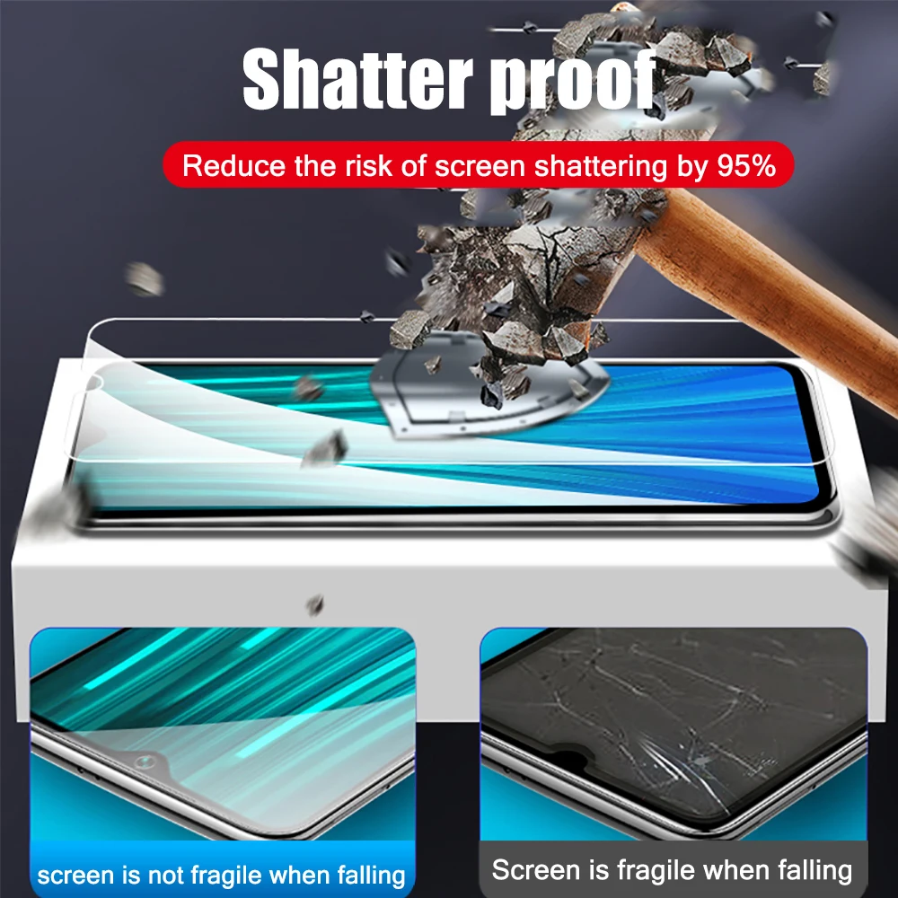 2Pcs tempered glass for xiaomi redmi 8 8A note 8 8T 9S 9 pro MAX 9A 9C 10X pro protective film phone screen protector on glass