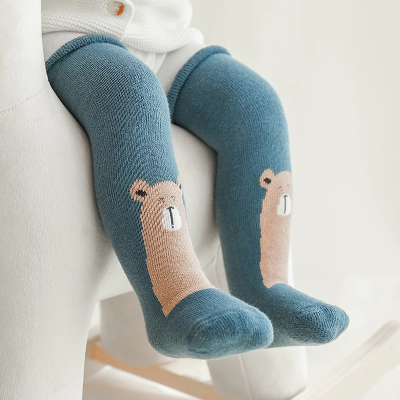 Toddler Winter Cotton Knee High Sock Kid Child Newborn Infant Boy Girl Cartoons Warm Terry Thick Tube Long Sock Baby Accessories