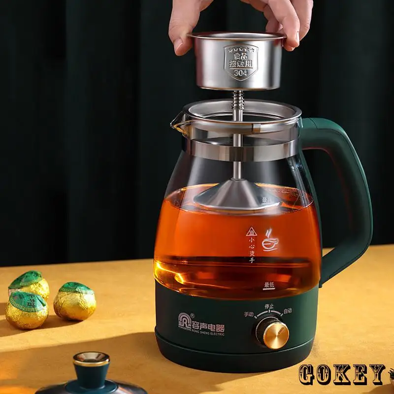 Tetera eléctrica de vidrio resistente al calor, Infusor de té con filtro, pulverizador de vapor automático, tetera de vidrio de borosilicato, olla de salud, 1L
