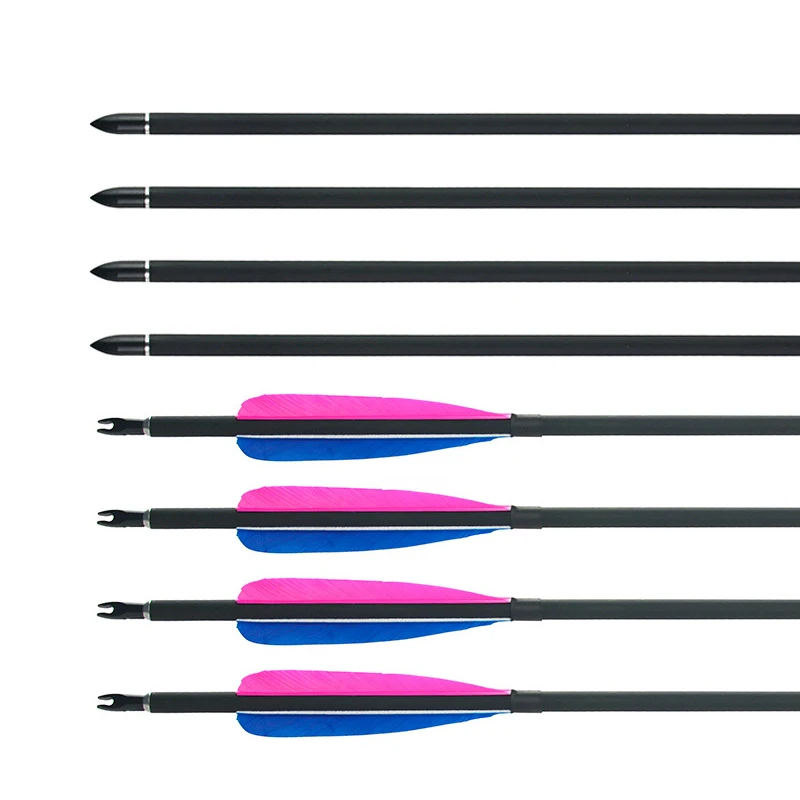 32Inches Mixed Carbon Arrow Spine 600 Diameter 7.6mm Real Feather fit Compound Bow Archery Hunting