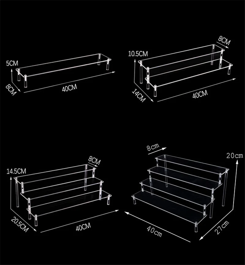 Acrylic Display Stand for Mini Action Figures Toy Model Stand Holder Rack Transparent Doll Pottery Clay Figurine Ladder Shelf