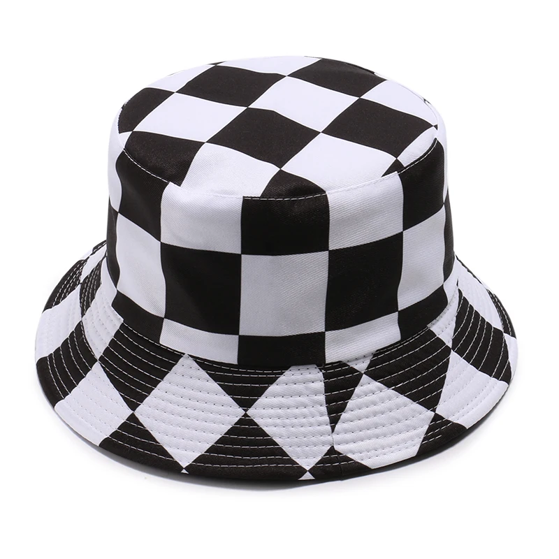 FOXMOTHER New Fashion Black Red Blue Plaid Check Bucket Hats Hip Hop Mens Panama gorras chapeu Fisherman Caps