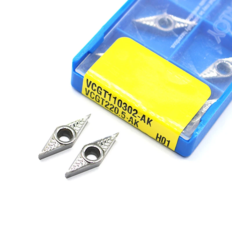 10 PCS VCGT110302 AK H01 เครื่องกลึงใส่อลูมิเนียมแทรก VCGT110304 เปลี่ยนแทรกสำหรับภายใน CNC toolholder มีดใบมีด