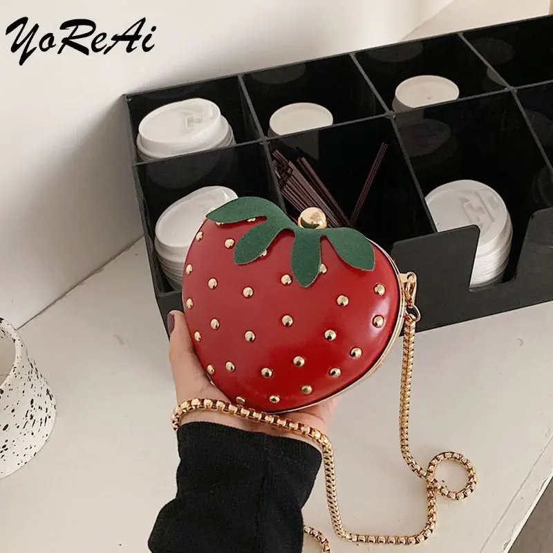 YoReAi New Fashion Girls Wallet Bag Shoulder Crossbody Bags Money Change Holder Pouch Keys Cute Strawberry Mini Cosmetic Handbag