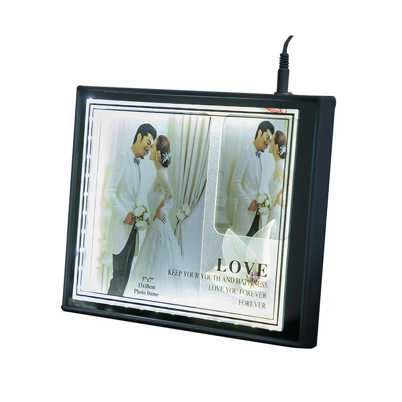 LED Backlit Acrylic Photo Frames 5 x 7 Wedding Photo Frames illuminate your photos and create ambience with colorful lighting.