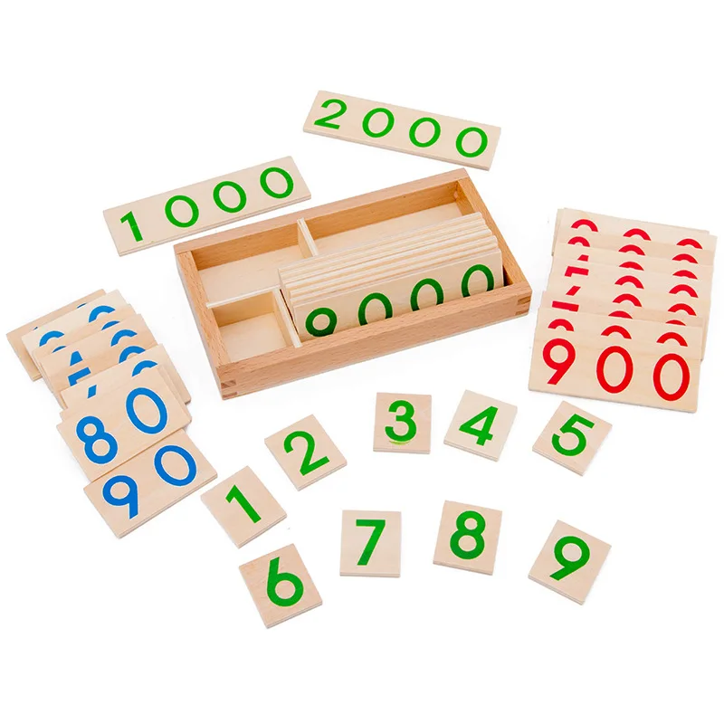 Wooden Numbers Card 1-9000 Montessori Learning Card Math Teaching Aids Preschool Children Early Education For Baby