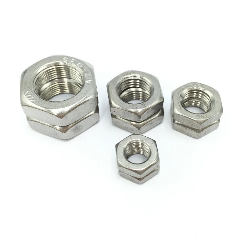 2/25pcs M2.5 M3 M4 M5 M6 M8 M10 M12 M14 M16 304 A2-70 Stainless Steel Flat Hex Hexagon Thin Nut Jam Nut DIN439 GB6172
