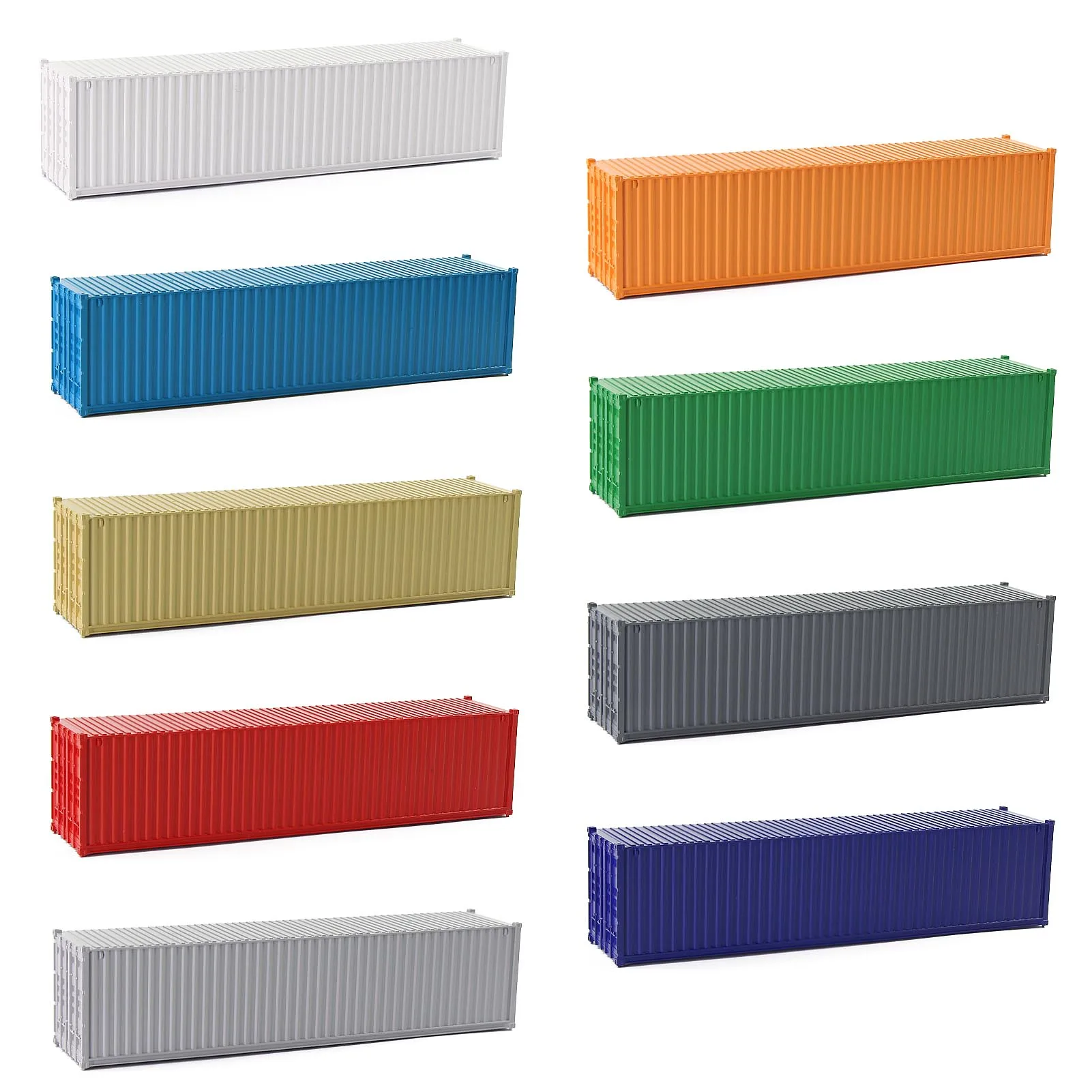 3pcs HO Scale 40ft 1:87 Blank Shipping Container Undecorated Cargo Box Ribbed Side Pure Color C8740