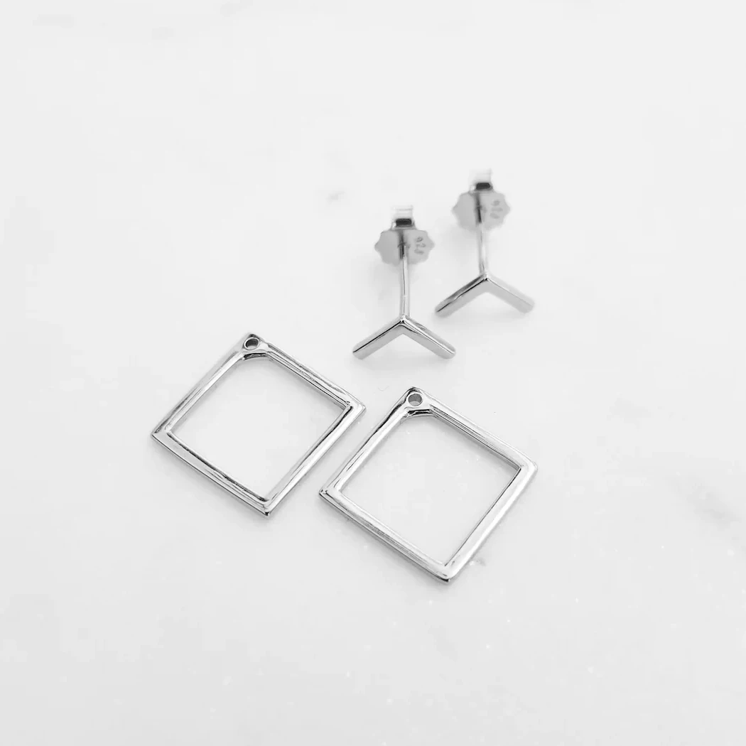 Minimalist Geometric Ear Jackets Front and Back Earrings for Women Girls Gold Color Dainty Square Ear Jackets Boho Jewelry