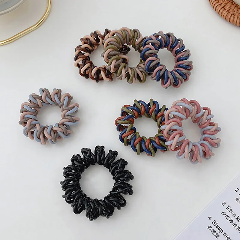 3pcs/set Telephone Cord Scrunchies Spiral Hair Ties Colorful Twisted Ponytail Holder Elastic Hair Band Women Hair Accessories