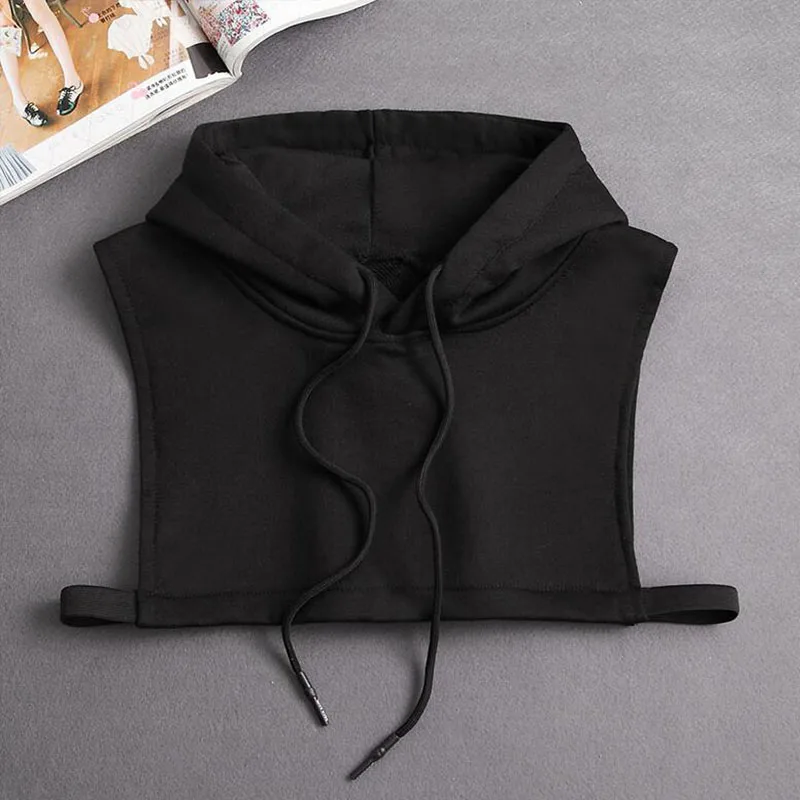 Hooded Detachable Women Shirt Fake Collar Stripe False Collars Woman Warm Half Shirt Women Black White Clothes Shirt Accessories