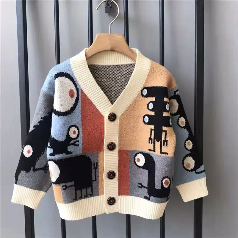 2023 Spring Autumn Children Cartoon Cardigan Sweater Boys Clothes Kids Cute Children\'s Coats Outerwear Jackets Clothing Fashion