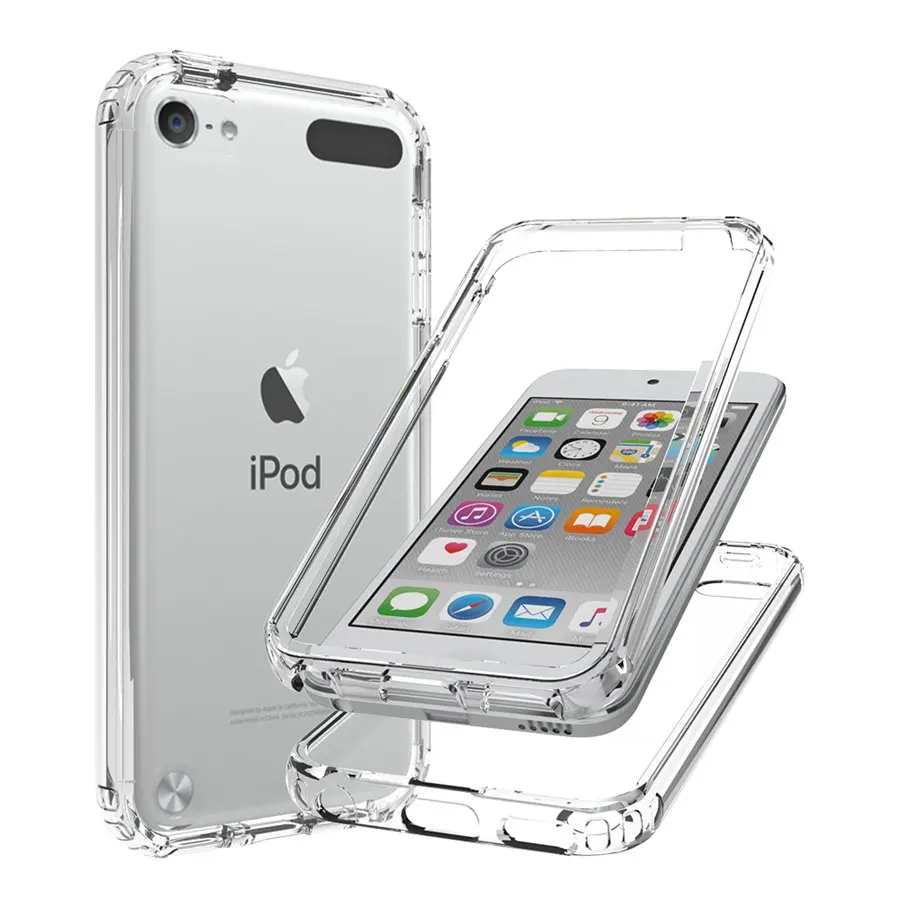 Crystal Clear 2 in 1 Shockproof Transparent Cases Hard Bumper Soft TPU Protective Cover for iPod Touch 5/Touch 6/Touch 7 Case