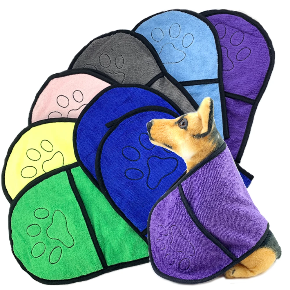 Dog Towel Microfiber Strong Water Absorption Pet Towel For Cat Small Dog Puppy Dog Bath Towel Pet Drying Blanket With Pocket - Image 2