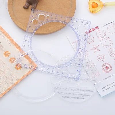 Color random rotation drawing ruler triangle plate protractor geometric function set ruler parallel ellipse ruler