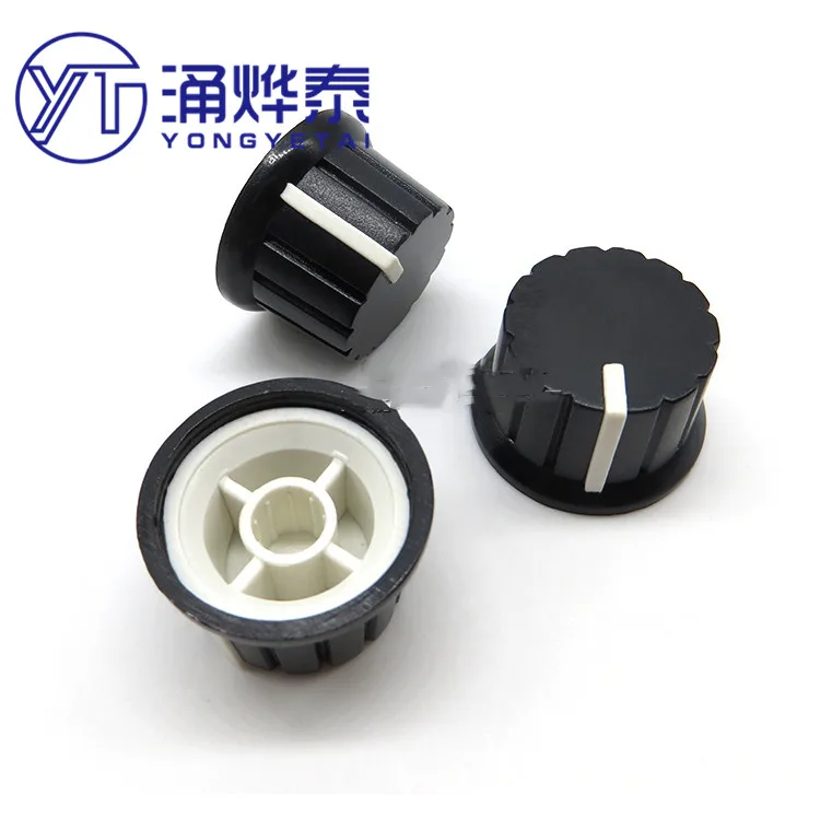 YYT 5PCS Two-color potentiometer encoder band switch plastic knob 24*15MM flower shaft hole 6mm