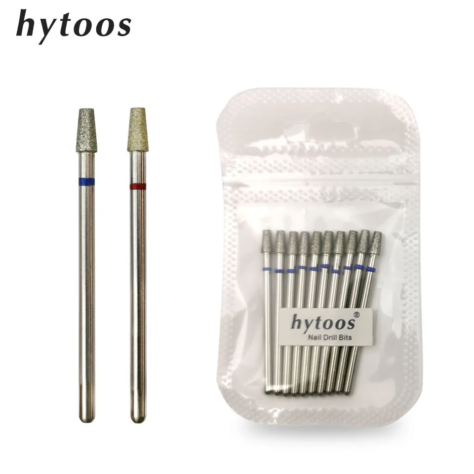 

HYTOOS 10pcs/pack Short Tapered Diamond Nail Drill Bits 3/32 Manicure Drills Cuticle Burr Nails Accessories Tools