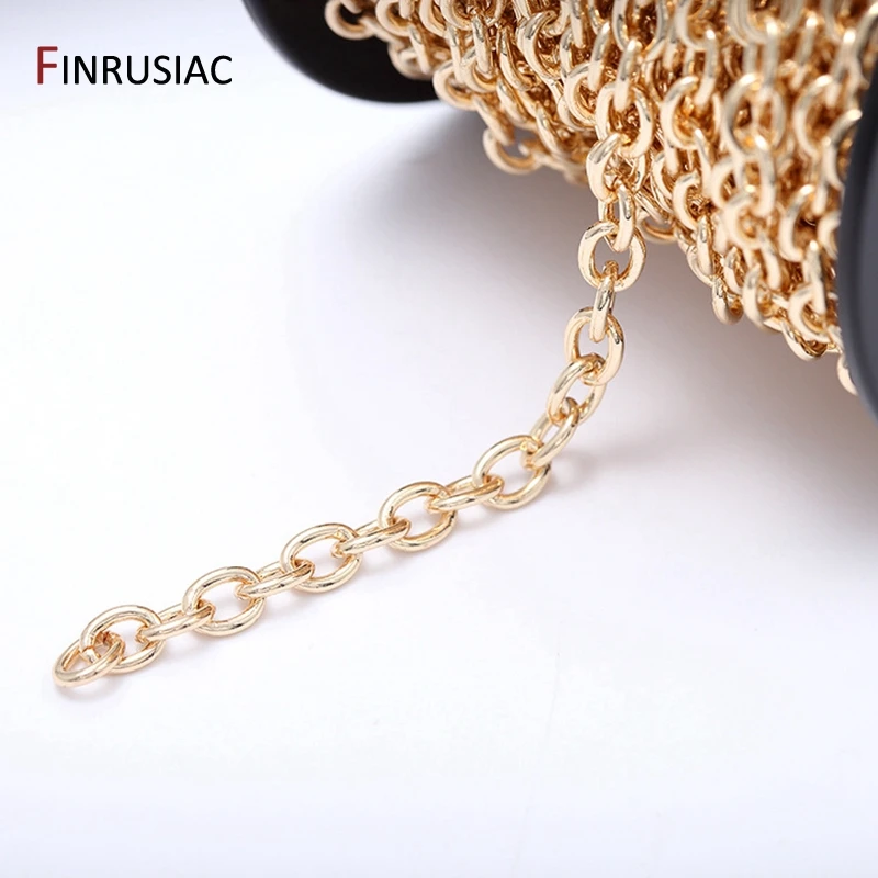 14K Real Gold Plated Brass Metal Thick 1.5mm Round Cuban Chain For Jewelry Making DIY Necklace Bracelet Chains Findings