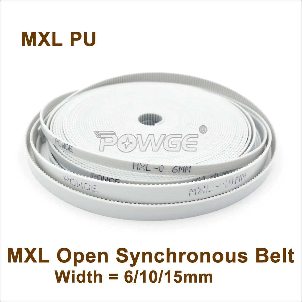 

POWGE 50meters MXL PU Open Timing Belt Width 6/10/15mm MXL Synchronous Belt Fit MXL Timig Pulley MXL-6 MXL-10