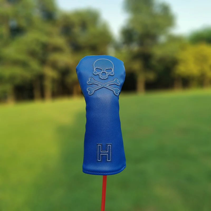 Juego de fundas de cuero para cabeza de club de golf, cubierta de conductor de Calavera, cubierta de madera de fairway, cubierta de taco mixto