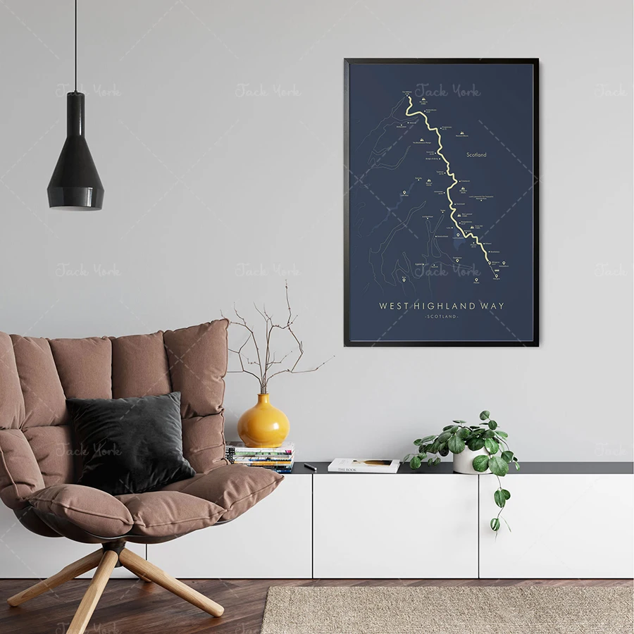 West Highland Way Poster | West Highland Way Track Map | Scotland Hiking | Relive your Adventures | Trail Map Art | Hiking Wall