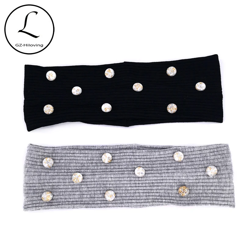 

Korean Women Pearl Turband Hairband 2019 New Autumn Cotton Ribbed Headband Head Wrap Hair Accessories for Girls Christmas Gifts