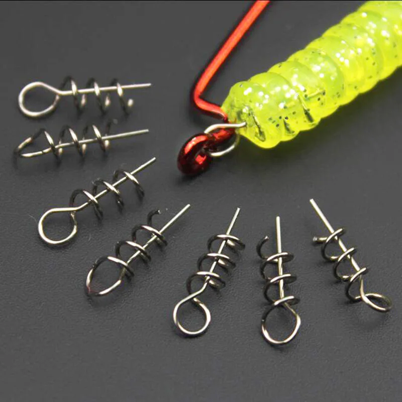 50 or100pcs/Lot Spring Lock Pin Crank Hook Fishing Connector Stainless Steel Swivels&Snap Soft Bait Accessories Pesca Tackle