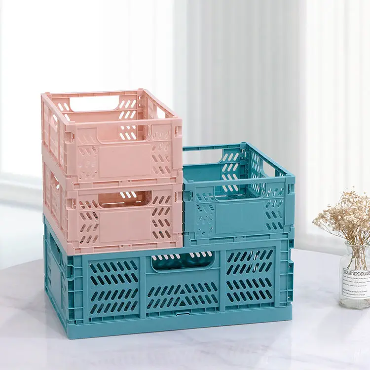 High Capacity Foldable Plastic Storage Basket Utility Cosmetic Container Desktop Home Kitchen Warehouse Storage Baskets Box