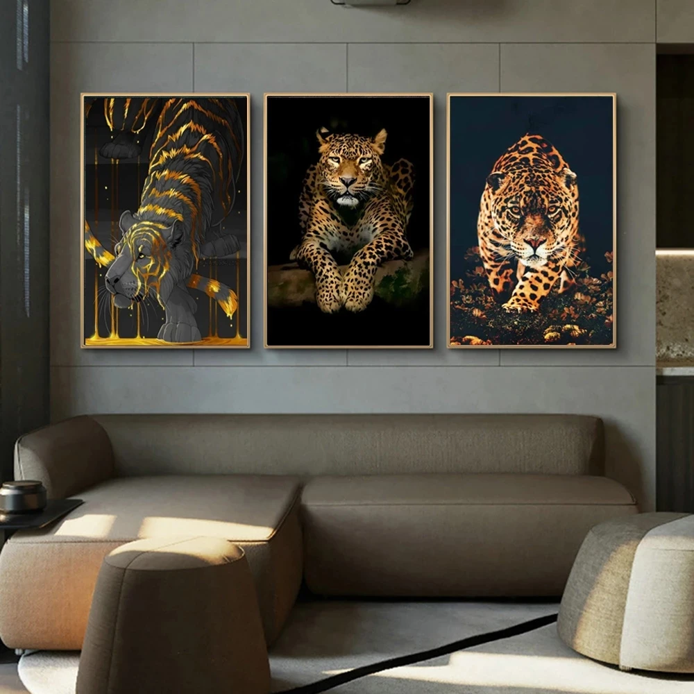 

Abstract Animal Jaguar Canvas Painting Leopard Prints and Posters Modern Cuadros Wall Art Pictures for Living Room Home Decor