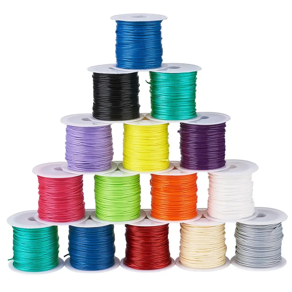 

1 Bag Waxed Polyester Cords 1mm Mixed Color Jewelry Round Thread for Jewelry DIY Making bracelet ,about 10m/roll,25rolls/bag F60