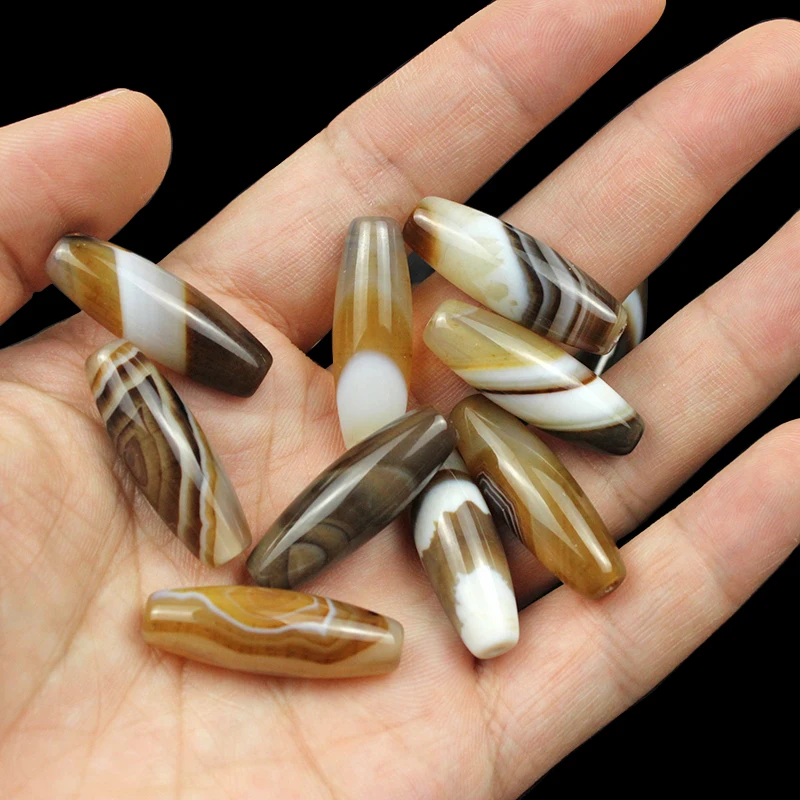 10*30mm Natural Brown Agates Oval Shape Beads Stones streak Rice Shape Handmade Bracelet Beads Accessory For Jewelry Making