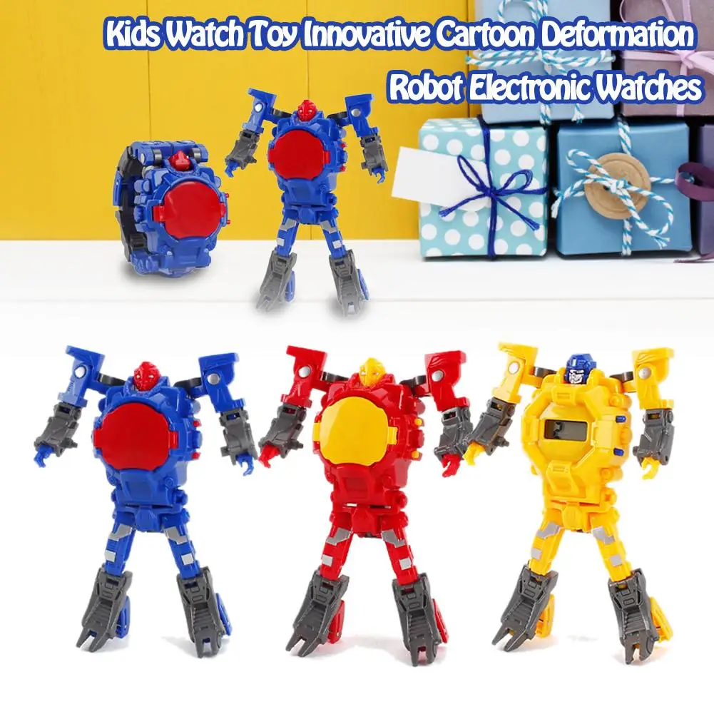 Robot Transformation Wristwatch Toy Mecha Robot Electronic Watch Children Sports Cartoon Watches Kids Clock Xmas Gifts