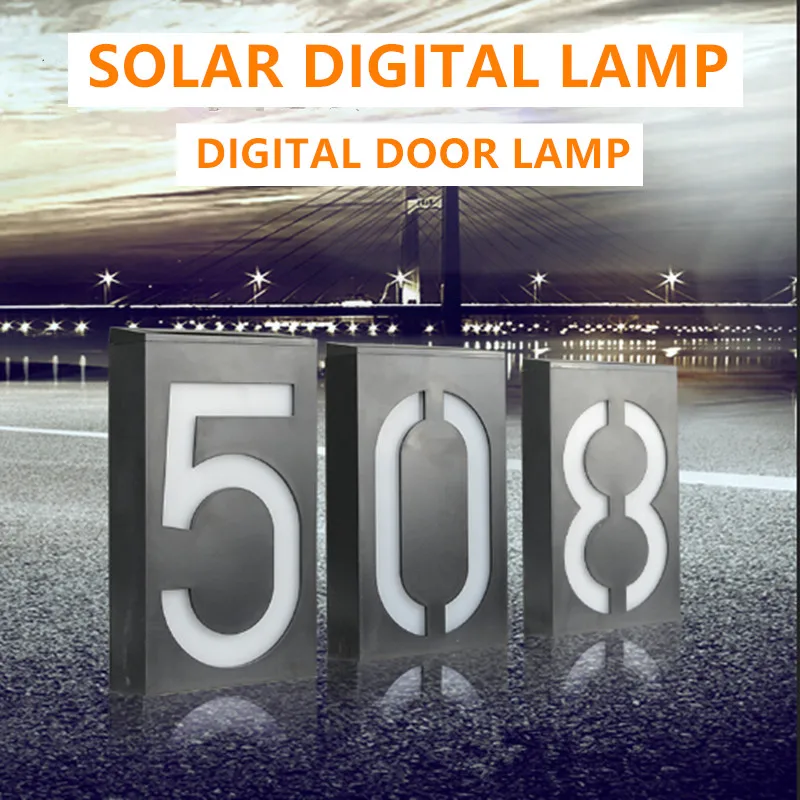 Solar Digital Lamp Numbers Door Lights Doorplate LED light For House/Hotel/Garden Yard Building Outdoor Wall Address Number Lamp