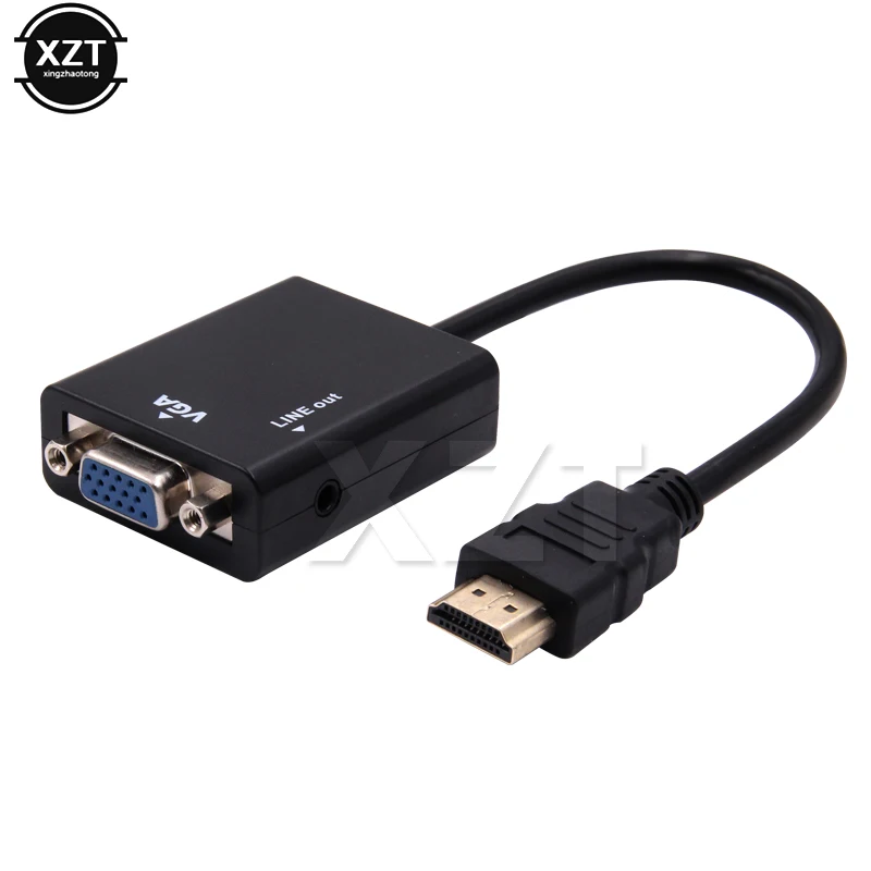 MINI HDMI-compatible to VGA Converter With 3.5mm Audio Cable 1080P Digital Analog Video Audio Cable Adapter For PS4 PC HDTV