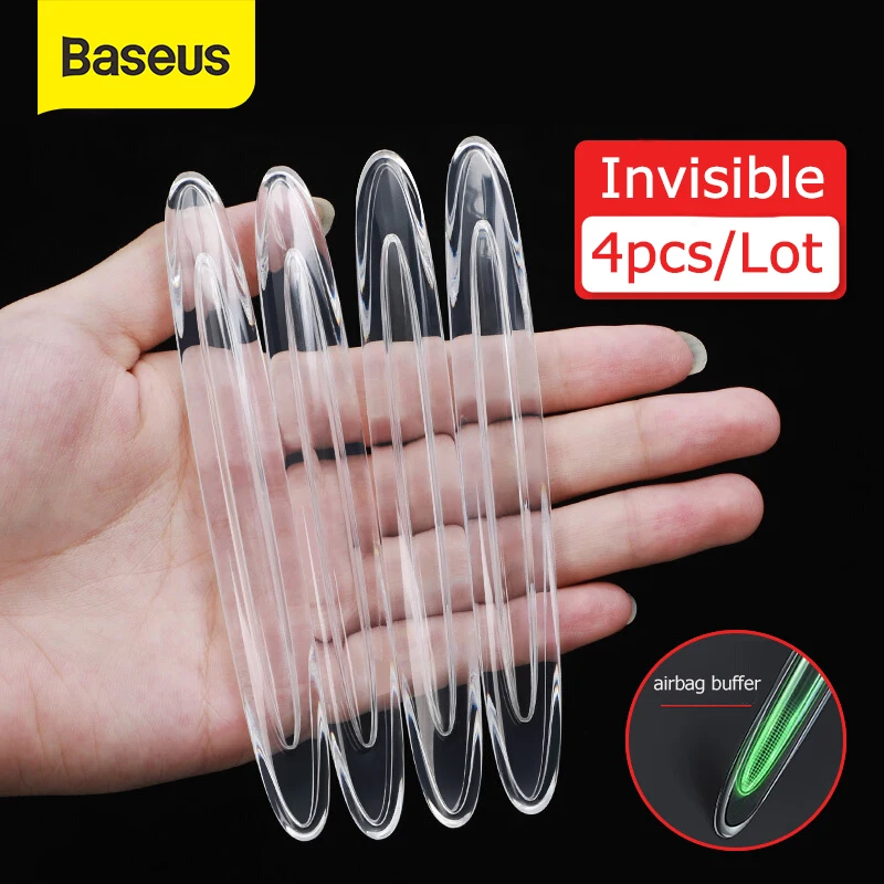 Baseus 4Pcs Car Door Protector Transparent TPU Auto Guard Protective Bumper Scratch Protector Car Rubber Door Edge Protection