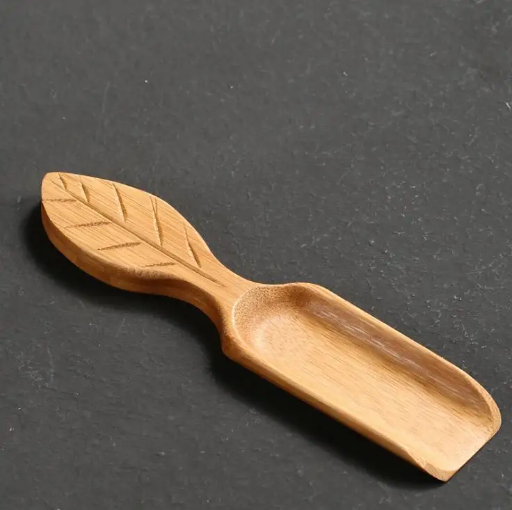 

Tea Spoon Vintage Leaf Shape Handle Chinese Bamboo Coffee Beans Shovel Teaware Accessories SN3392