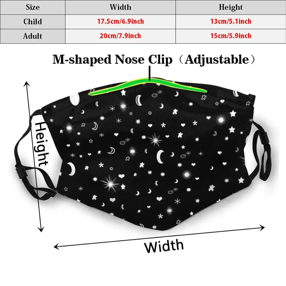 Universo preto espaço engraçado impressão reutilizável pm2.5 filtro máscara facial máscaras pretas universo máscaras galáxia máscaras espaço máscaras lua