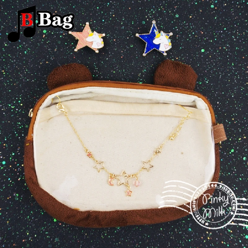 Ita Bag Cadeia Pendurada para ita Bag, Dupla Camada, Flash Gold Colors, Lua e Estrelas, Acessórios de Decoração DIY