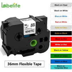 Multicolor TZe-FX261 Flexible Cable Label Tapes 36mm Compatible for Brother p-touch printer Flexible label for Wire Labeling 8m