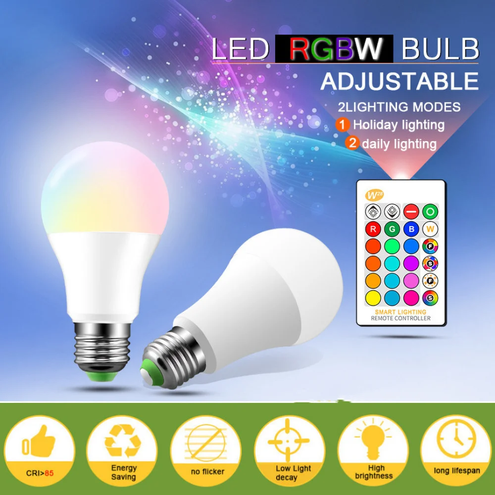 

E27 Round Bulb RGB Colorful LED Light 12W Colorful Bulb Living Room Bedroom Remote Control Lamp Voltage AC175-265V