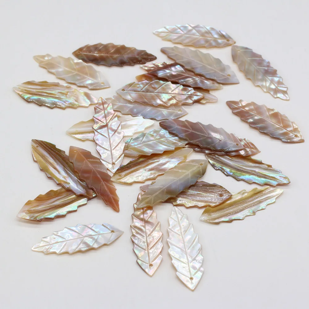 5PC Natural Shell Charms Leaf Mother of Pearl Carved Pendant for DIY Jewelry Making Necklace Earrings Accessories Exquisite Gift